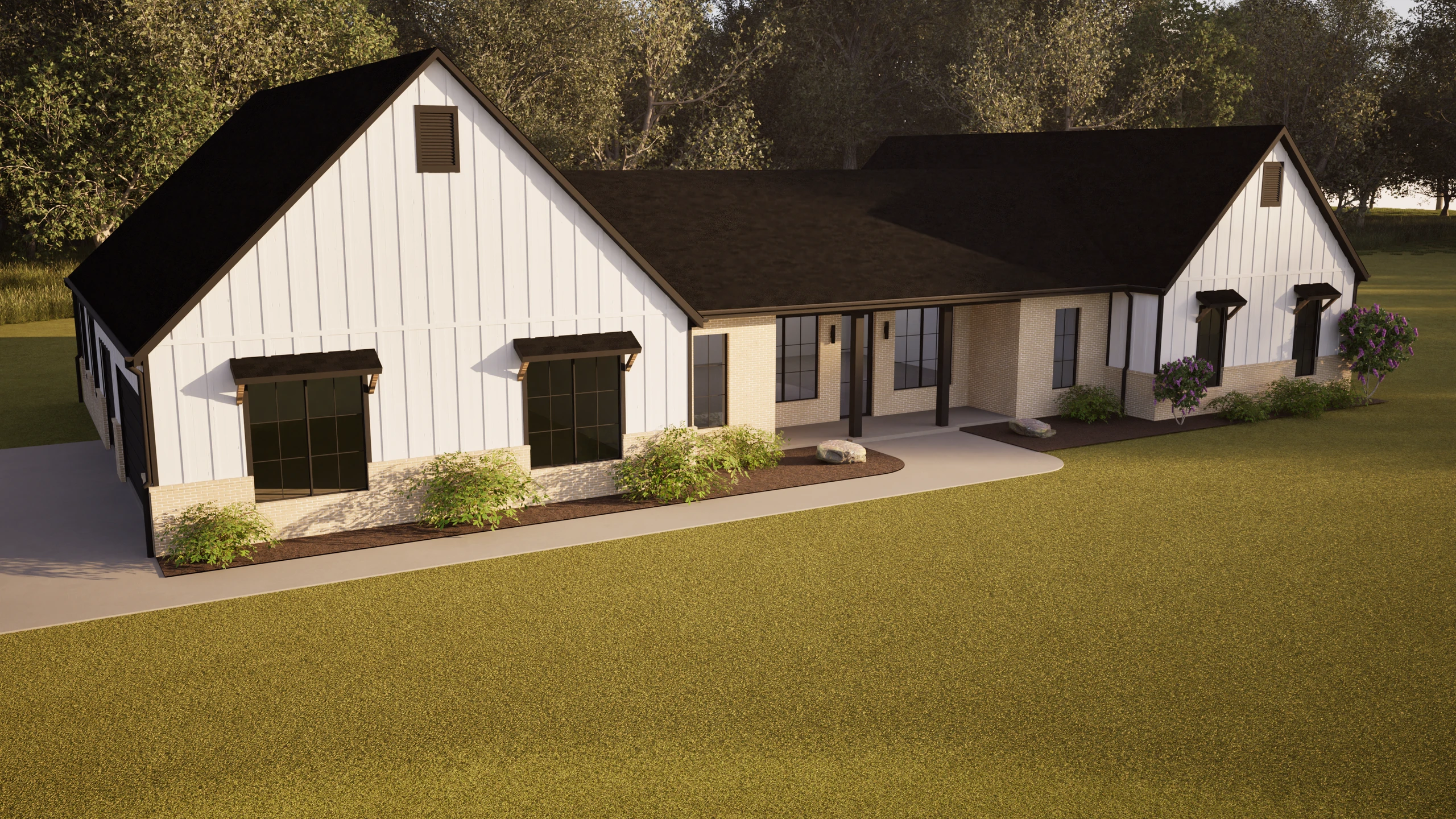 Finished exterior visualization of the residential design study